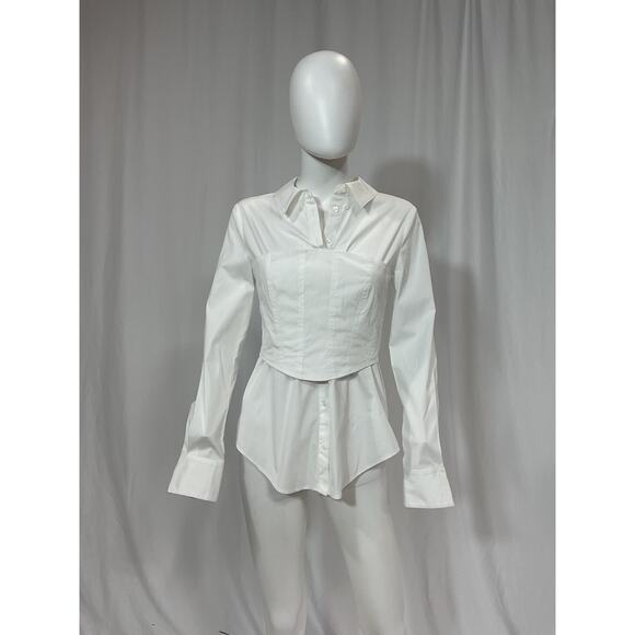 Veronica Beard 'Keora' White Cotton Poplin Top Size 2 - Picture 2 of 5